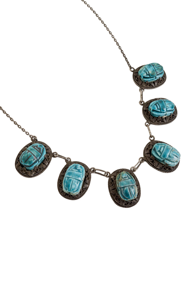 Carved Scarab Necklace close @ Recess LA