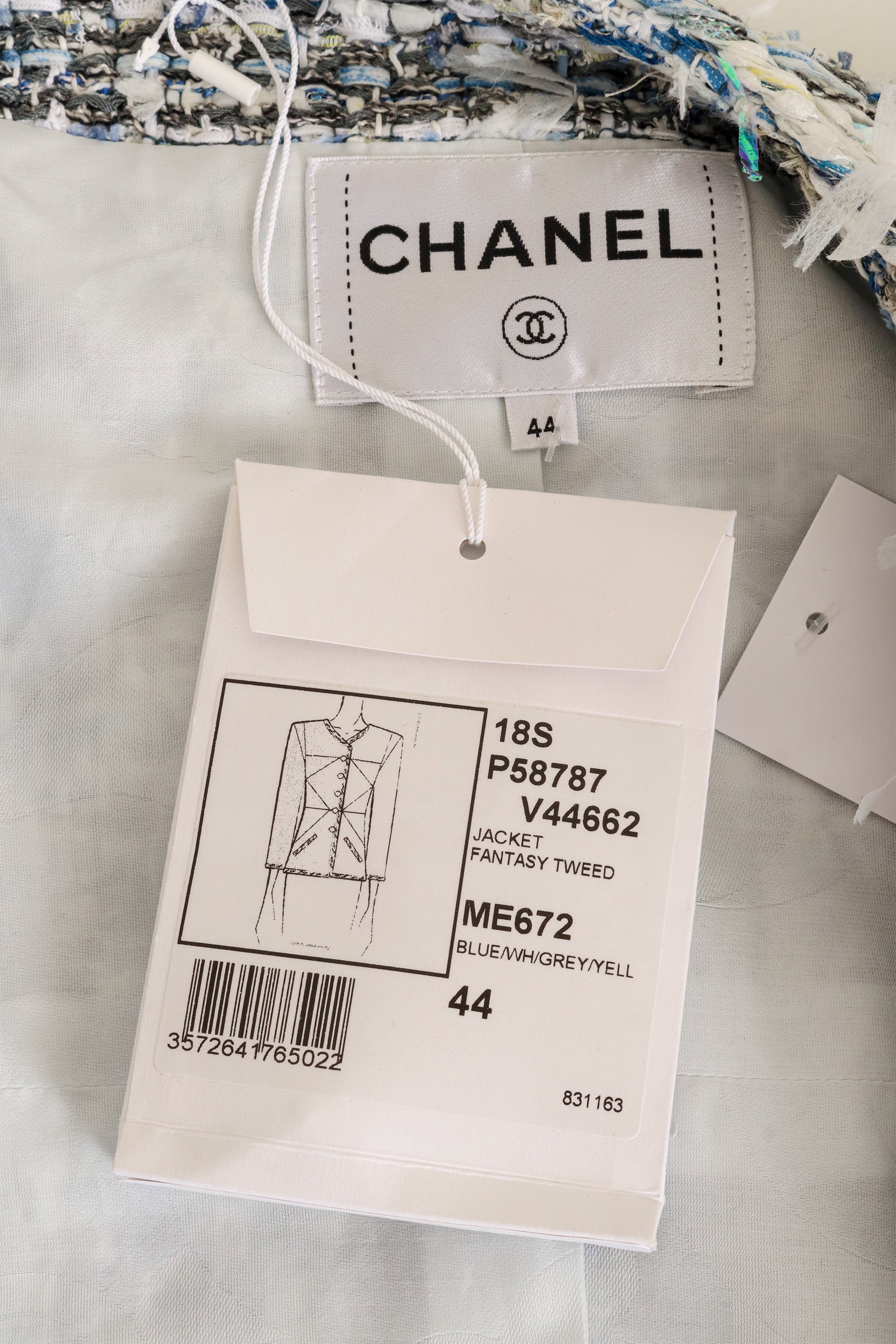 2018 S/S Tweed Waterfall Jacket by Chanel label and tags @ Recess LA