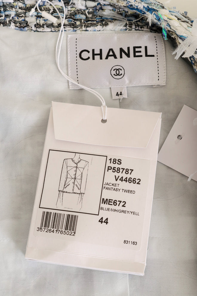 2018 S/S Tweed Waterfall Jacket by Chanel label and tags @ Recess LA