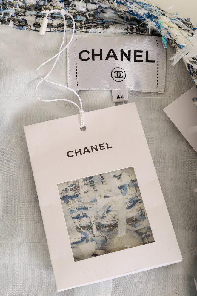 2018 S/S Tweed Waterfall Jacket by Chanel label and tags @ Recess LA