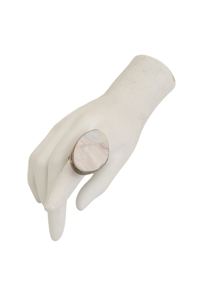 Flat Pearlescent Shell Ring on mannequin @ Recess LA