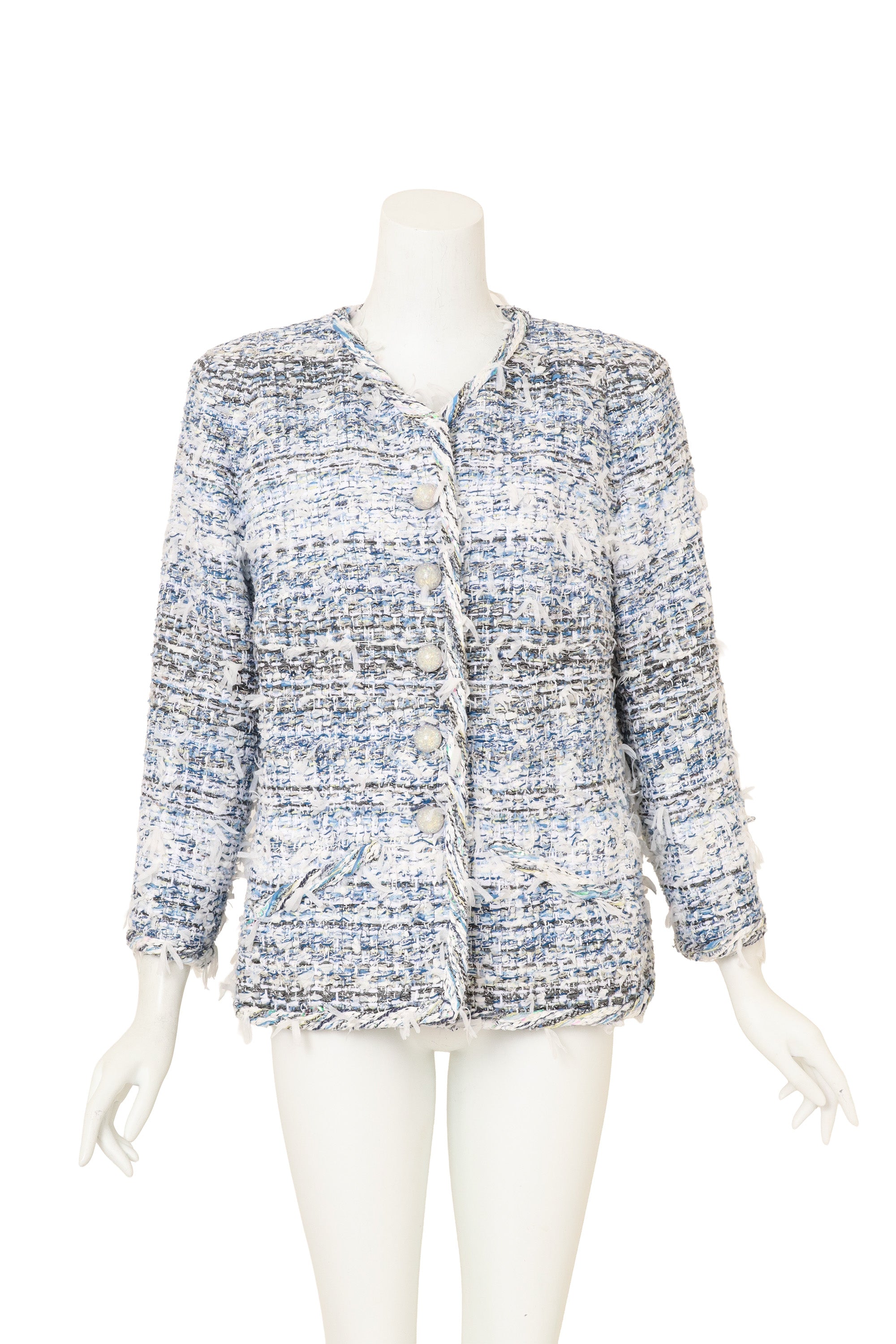 2018 S/S Tweed Waterfall Jacket by Chanel on mannequin @ Recess LA