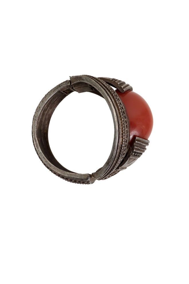 Filigree Cabochon Cuff Bracelet from above at Recess LA