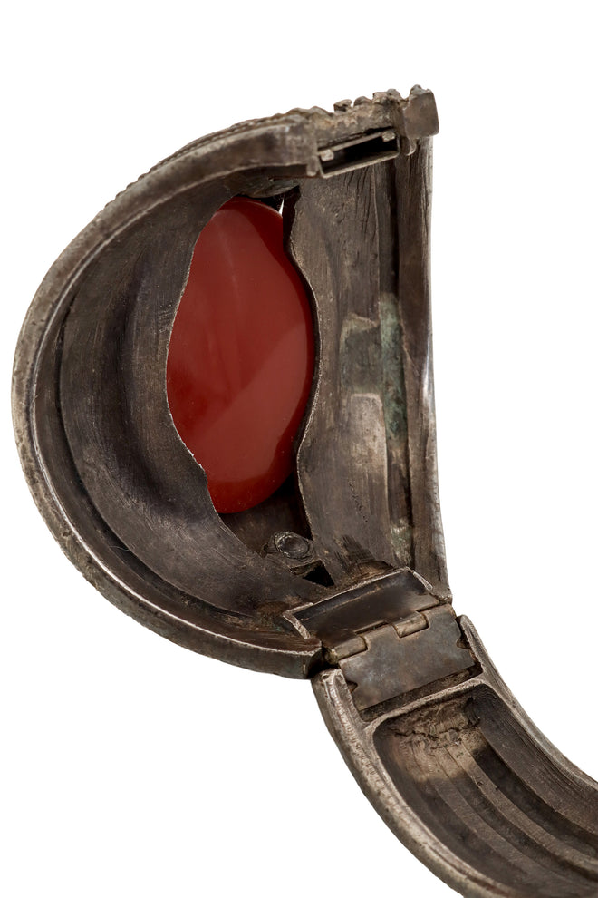 Filigree Cabochon Cuff Bracelet interior closeup at Recess LA