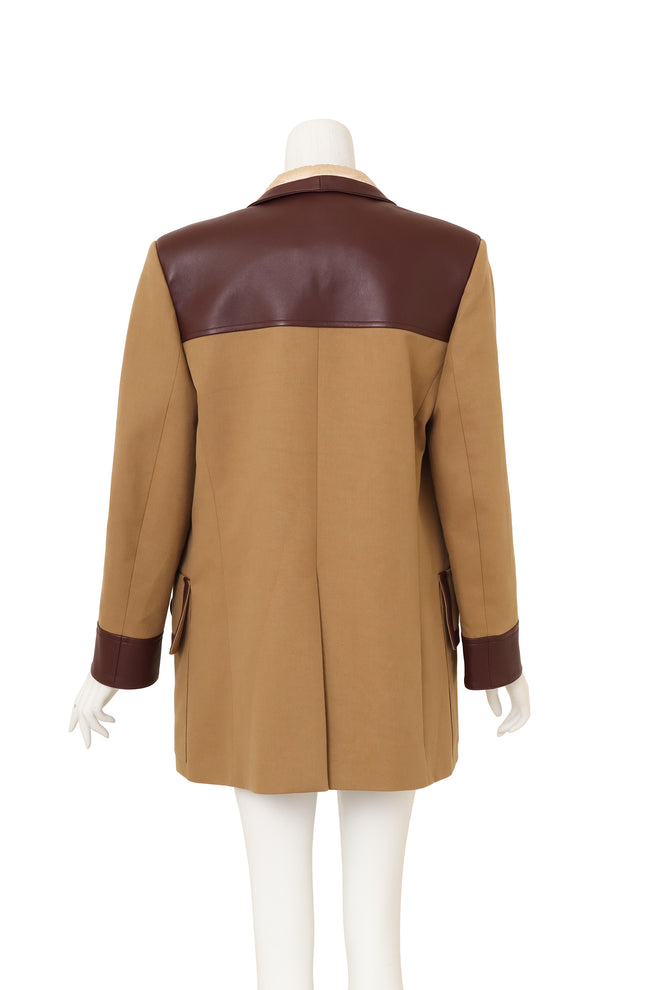 Leather Canvas Colorblock Coat by Louis Vuitton on mannequin back @ Recess LA