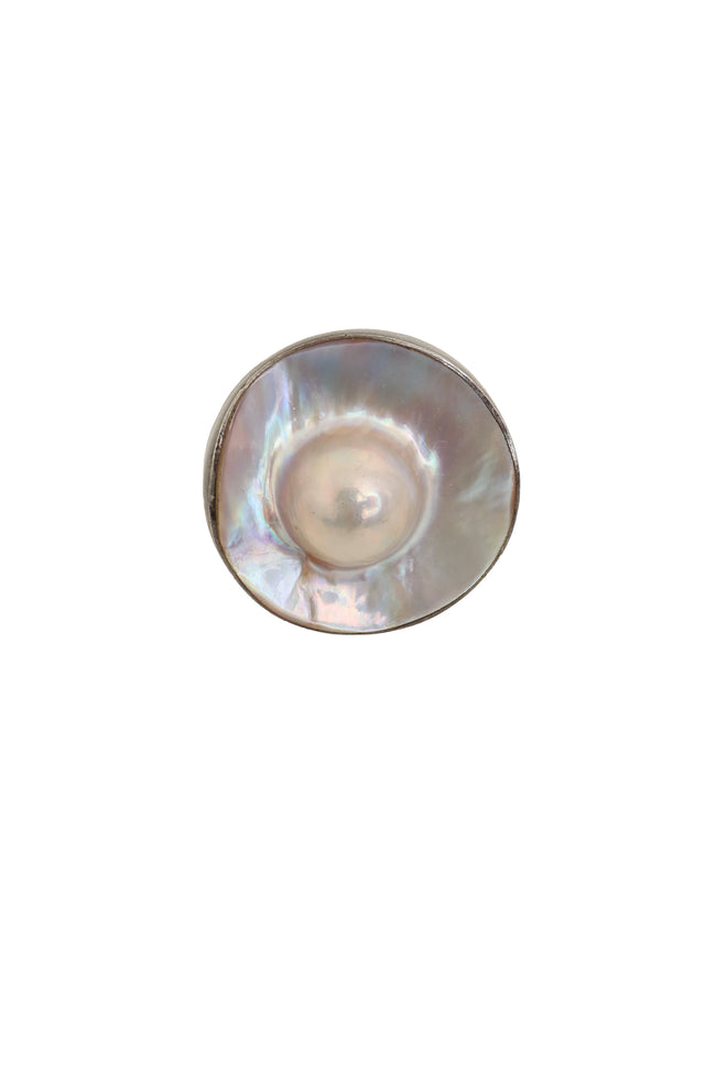 Sterling Pearl Shell Ring front @ Recess LA