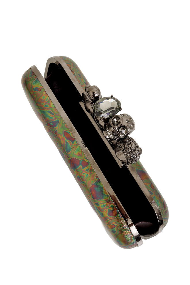 Oil Slick Knuckle Clutch by Alexander McQueen opening @ Recess LA