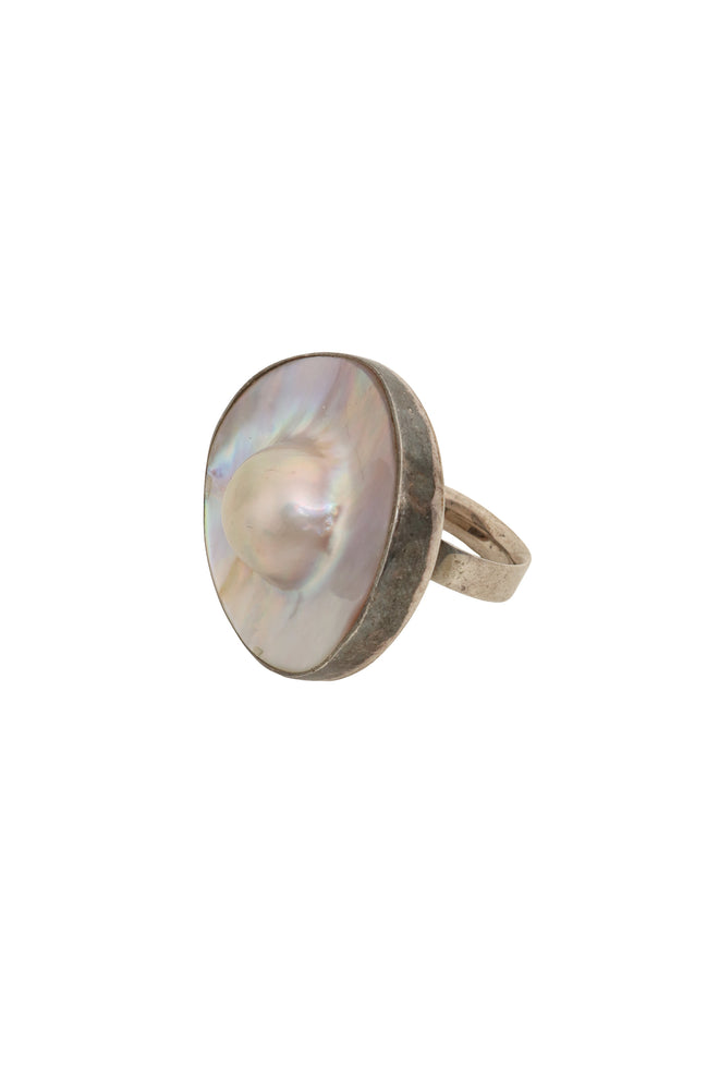 Sterling Pearl Shell Ring side @ Recess LA