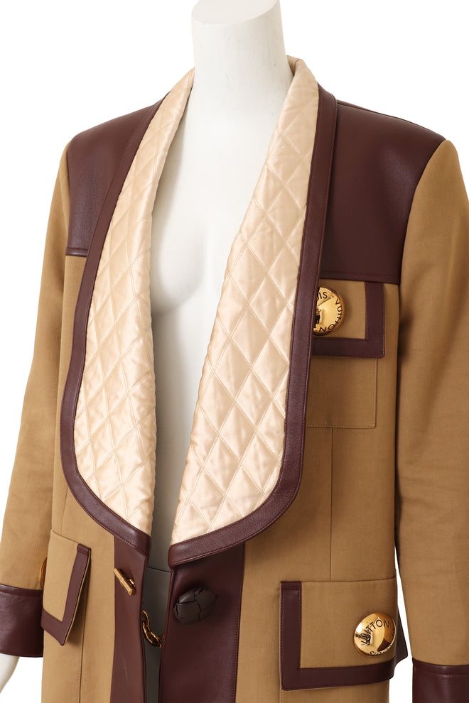 Leather Canvas Colorblock Coat by Louis Vuitton on mannequin close @ Recess LA
