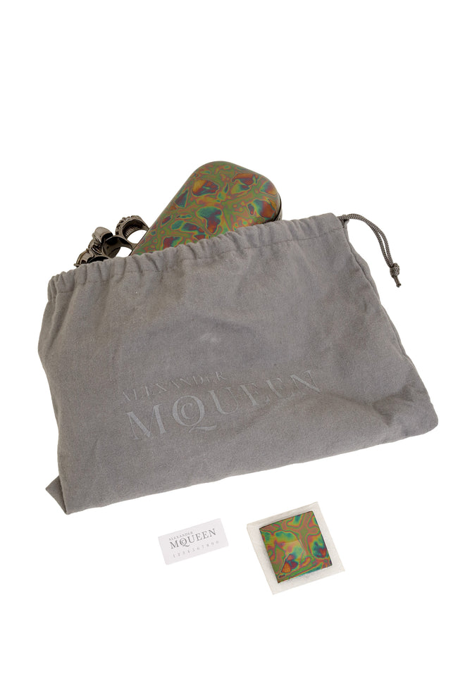 Oil Slick Knuckle Clutch by Alexander McQueen with dustbag and serial card @ Recess LA