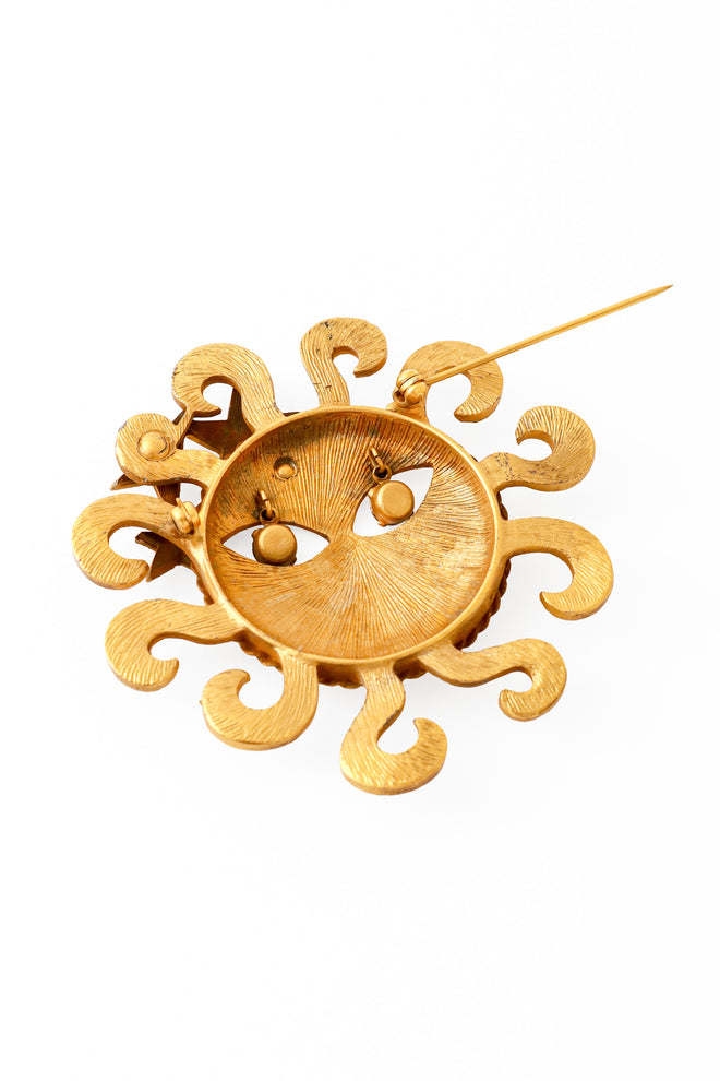 Crystal Eye Sun Brooch back open @ Recess LA