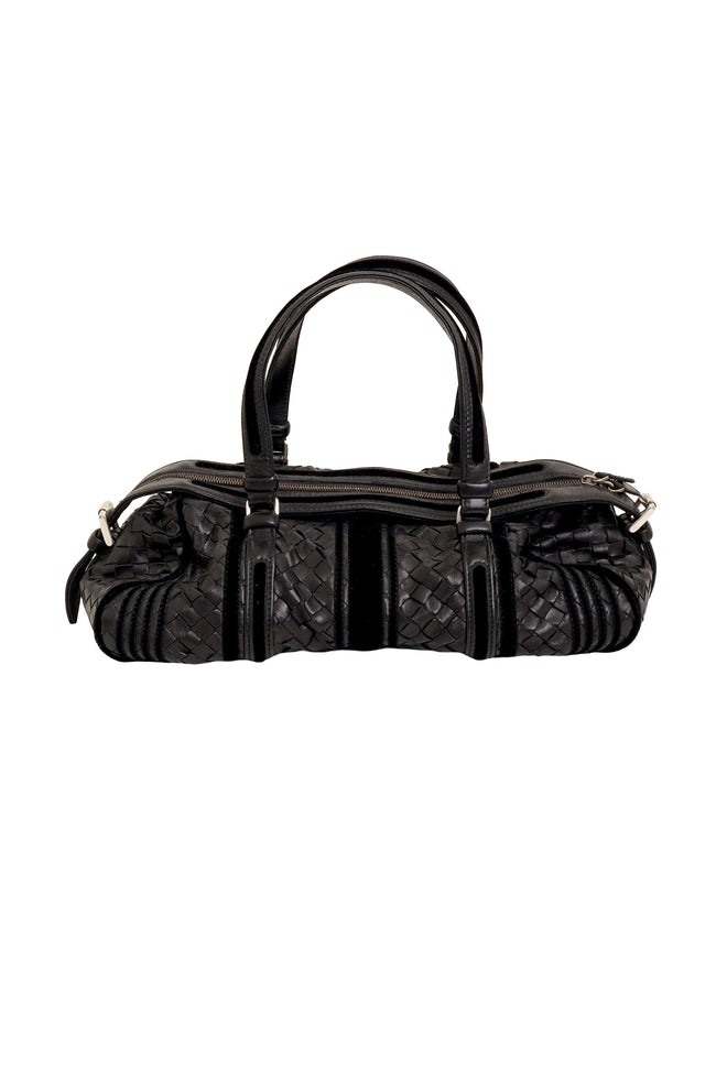 Vintage Bottega Veneta Nappa Velvet Trim Intrecciato Boston Barrel Bag @ Recess LA
