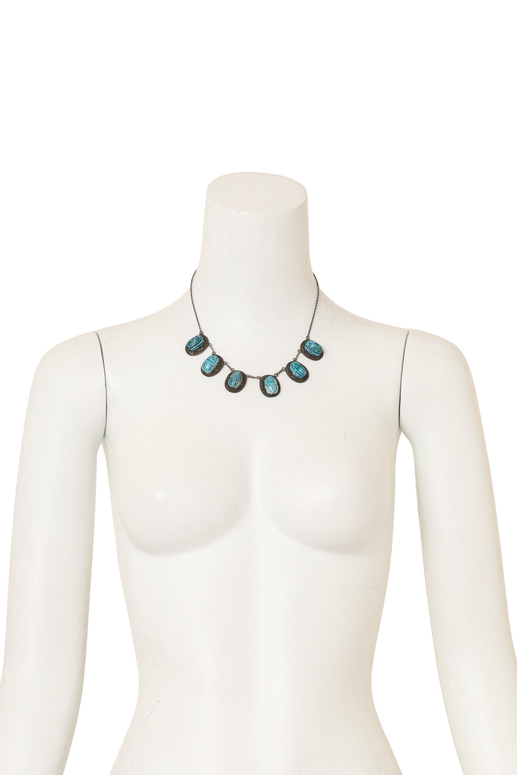 Carved Scarab Necklace on mannequin @ Recess LA