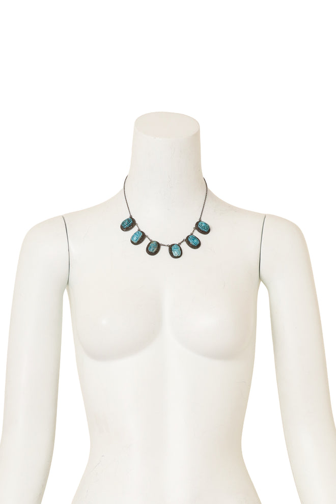 Carved Scarab Necklace on mannequin @ Recess LA