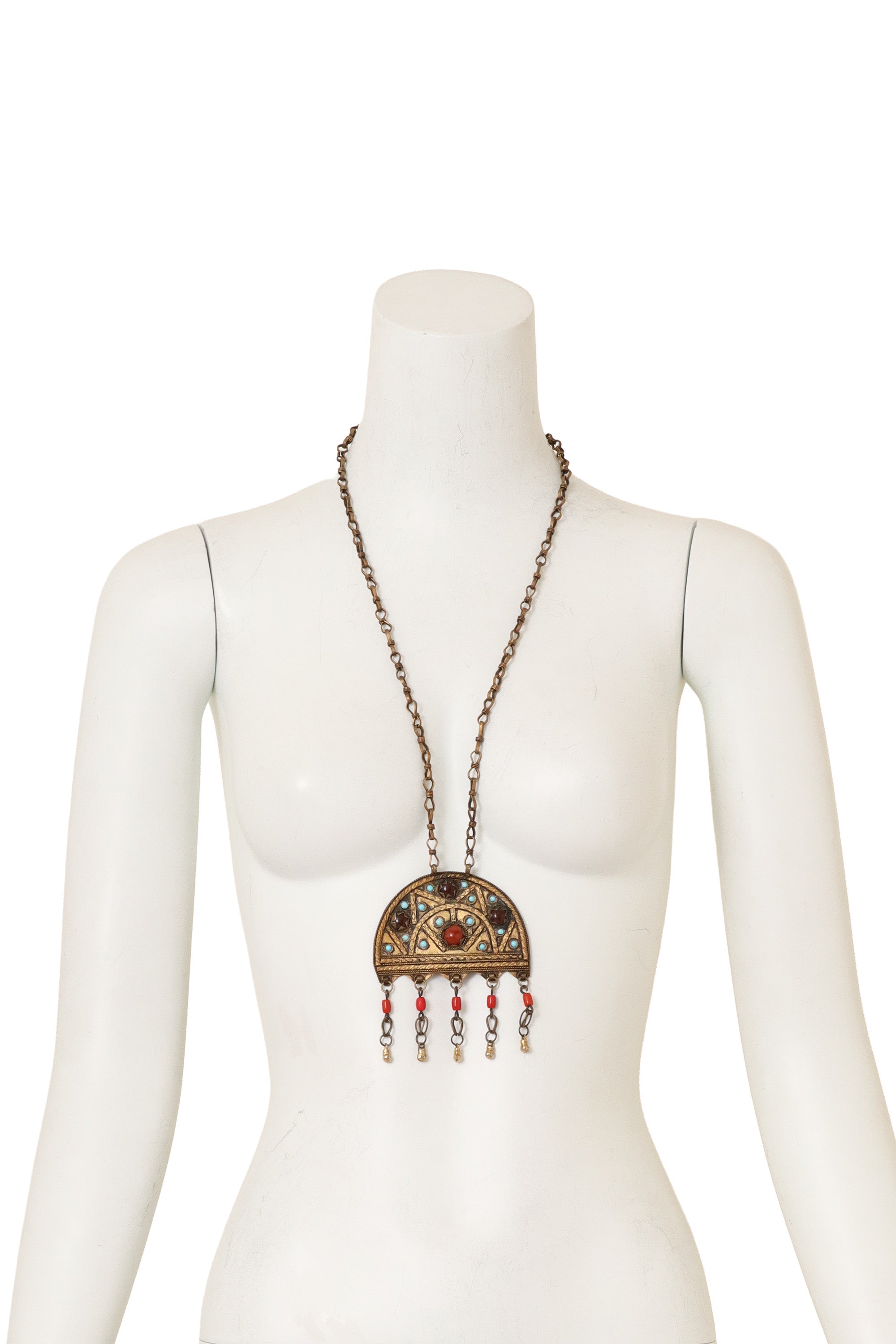 Moroccan Revival Fringe Pendant Necklace on mannequin @ Recess LA