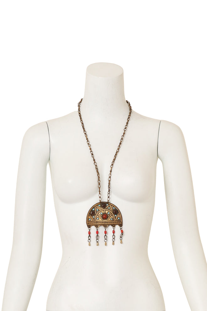 Moroccan Revival Fringe Pendant Necklace on mannequin @ Recess LA