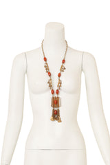 Tassel Fringe Frame Pendant Necklace on mannequin @ Recess LA