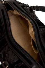 Vintage Bottega Veneta Nappa Velvet Trim Intrecciato Boston Barrel Bag inside @ Recess LA