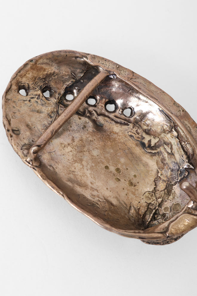 Abalone Seashell Metal Belt Buckle back up close @ Recess LA 