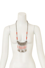 Hamsa Bead Fringe Plate Necklace on mannequin @ Recess LA