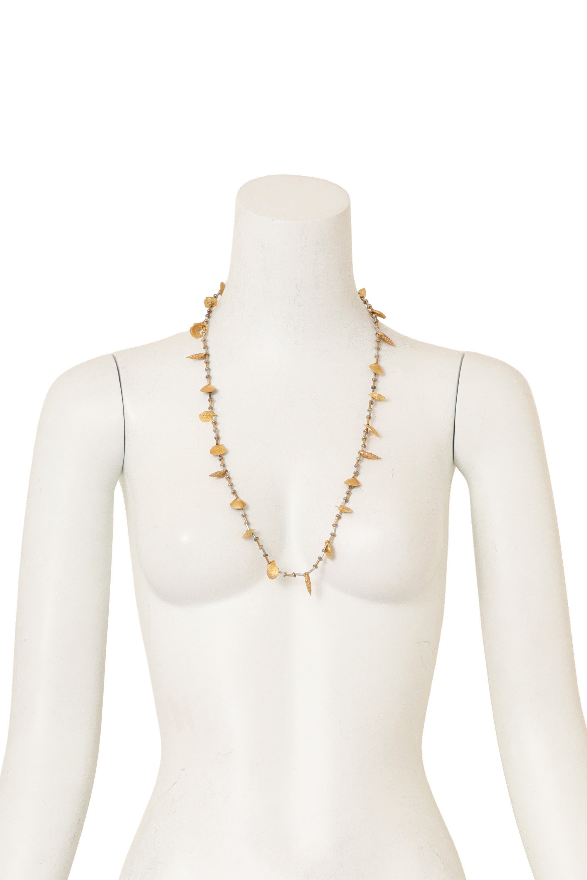 Mixed Metal Shell Bead Necklace by Mimi D N on mannequin @ Recess LA
