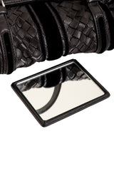 Vintage Bottega Veneta Nappa Velvet Trim Intrecciato Boston Barrel Bag with mirror @ Recess LA