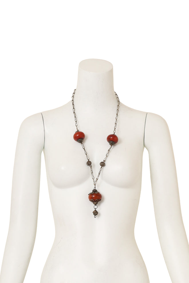 Ornate Lantern Bead Necklace on mannequin @ Recess LA