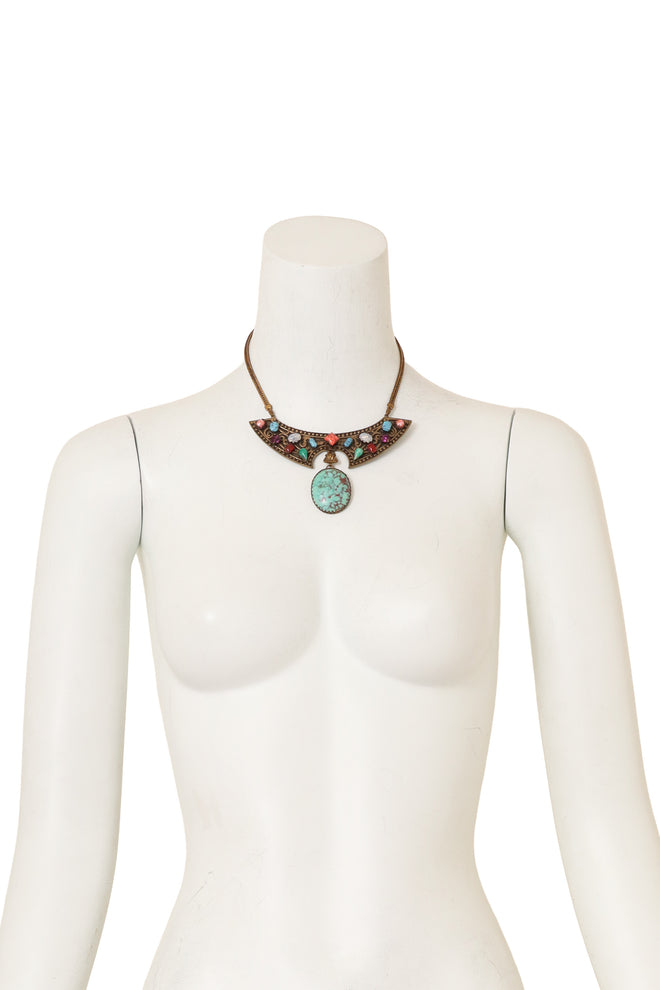 Mosaic Stone Filigree Collar Necklace on mannequin @ Recess LA