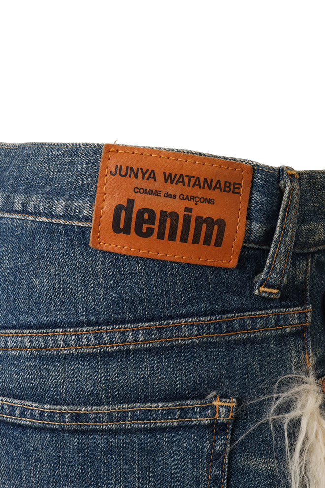 Junya Watanabe  for Comme des Garcons Denim Faux Fur Tiered Skirt signature @ Recess LA