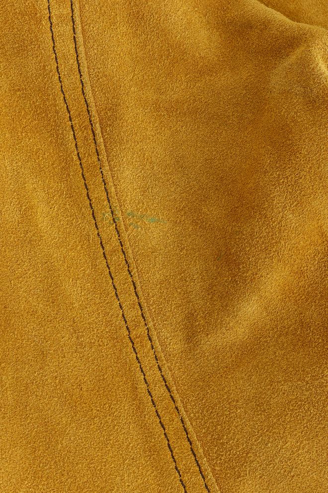 Unsigned vintage suede fringe capri pants closeup @ Recess LA