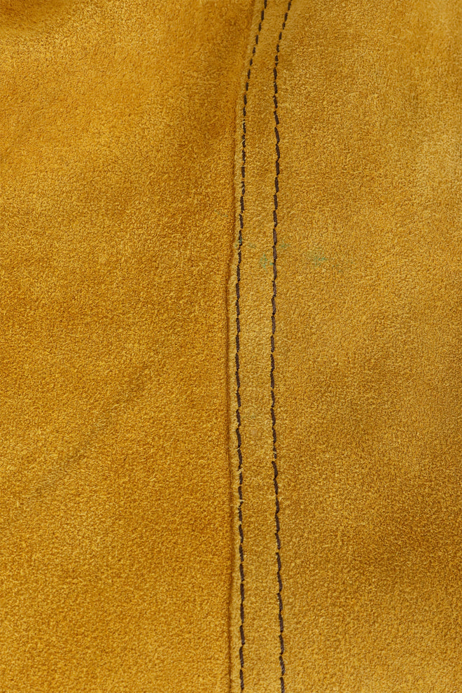 Unsigned vintage suede fringe capri pants closeup @ Recess LA