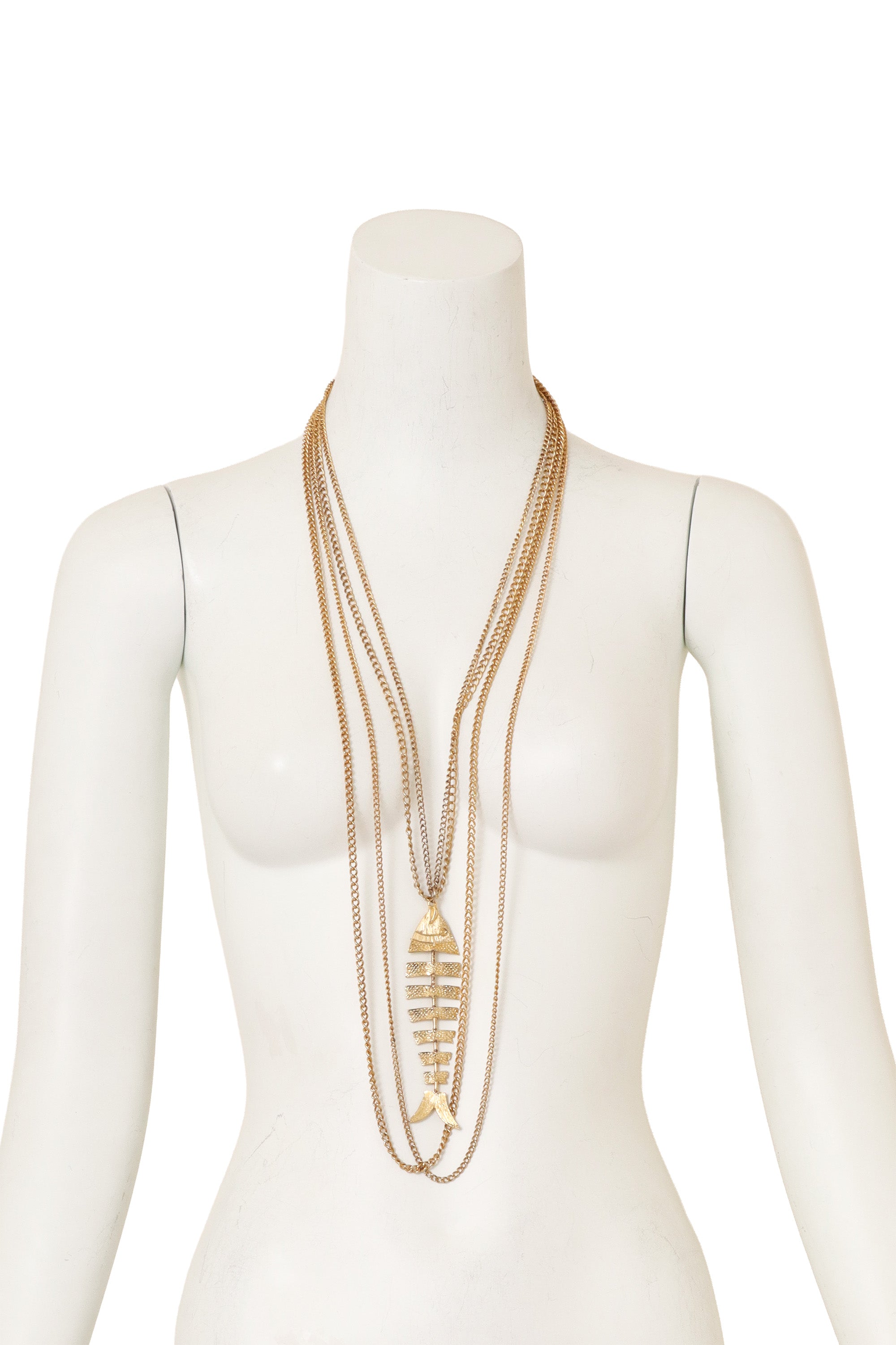 Draped Chain Fishbone Necklace on mannequin @ Recess LA