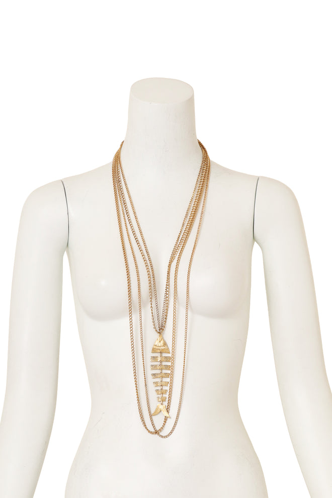 Draped Chain Fishbone Necklace on mannequin @ Recess LA