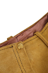 Unsigned vintage suede fringe capri pants closeup @ Recess LA