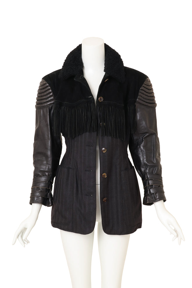 Vintage Jean Paul Gautier 1987 Mixed Media Biker Jacket open @ Recess LA 