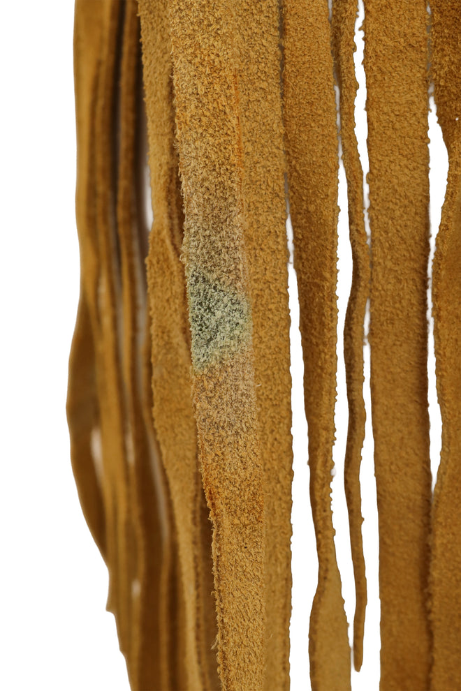 Unsigned vintage suede fringe capri pants closeup @ Recess LA