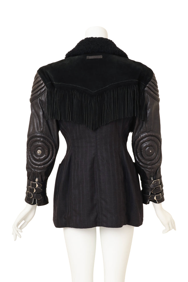 Vintage Jean Paul Gautier 1987 Mixed Media Biker Jacket back @ Recess LA 