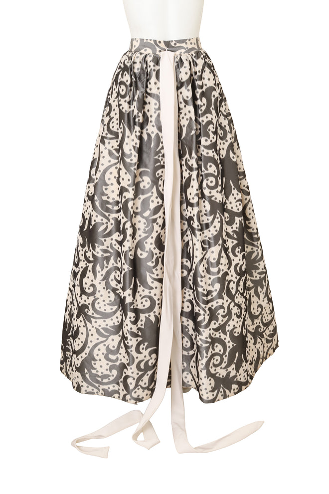 Scroll Brocade Ball Skirt on mannequin sash untied @ Recess LA