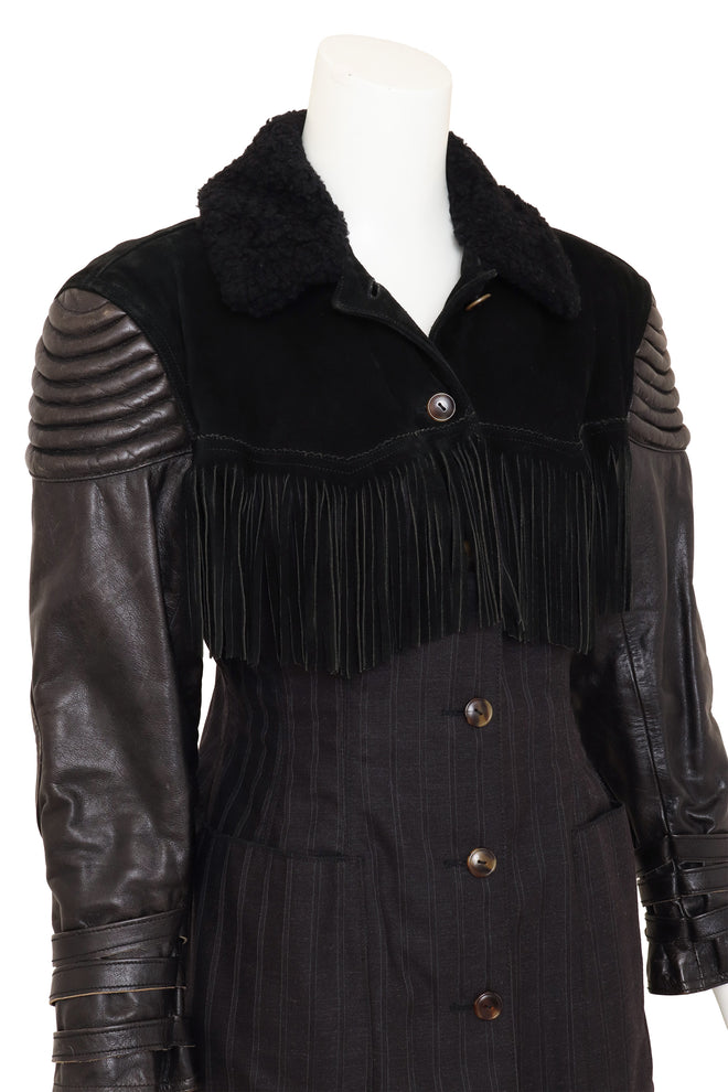 Vintage Jean Paul Gautier 1987 Mixed Media Biker Jacket close up @ Recess LA 