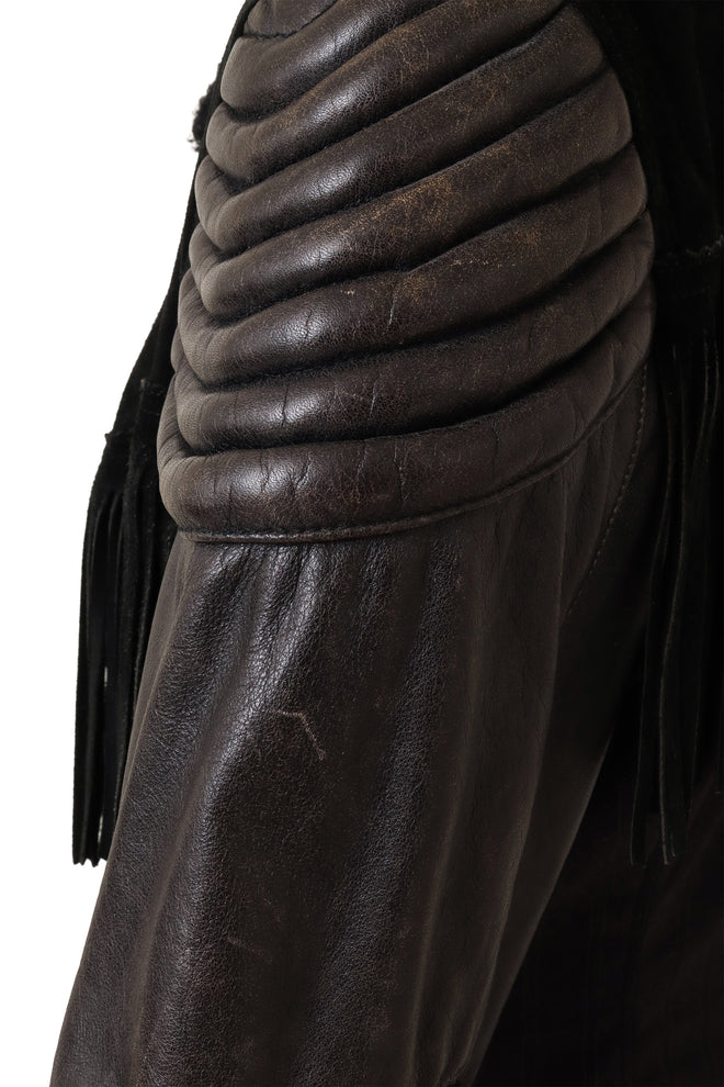 Vintage Jean Paul Gautier 1987 Mixed Media Biker Jacket shoulder detail @ Recess LA 