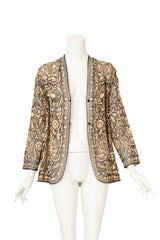 Embroidered Floral Lamé Jacket by Bill Blass on mannequin open @ Recess LA