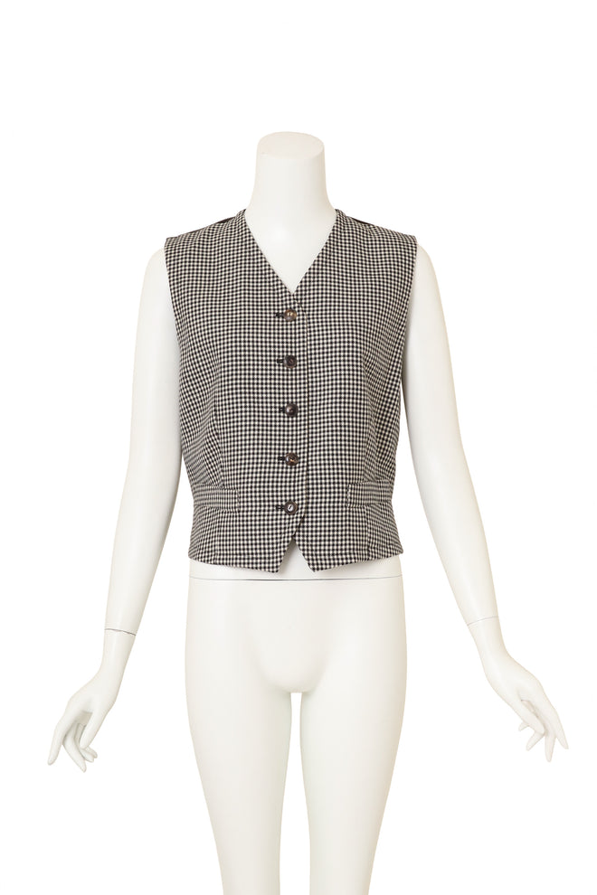 Vintage Yves Saint Laurent Rive Gauche Houndstooth Wool Blazer and Vest Set vest front @ Recess LA 