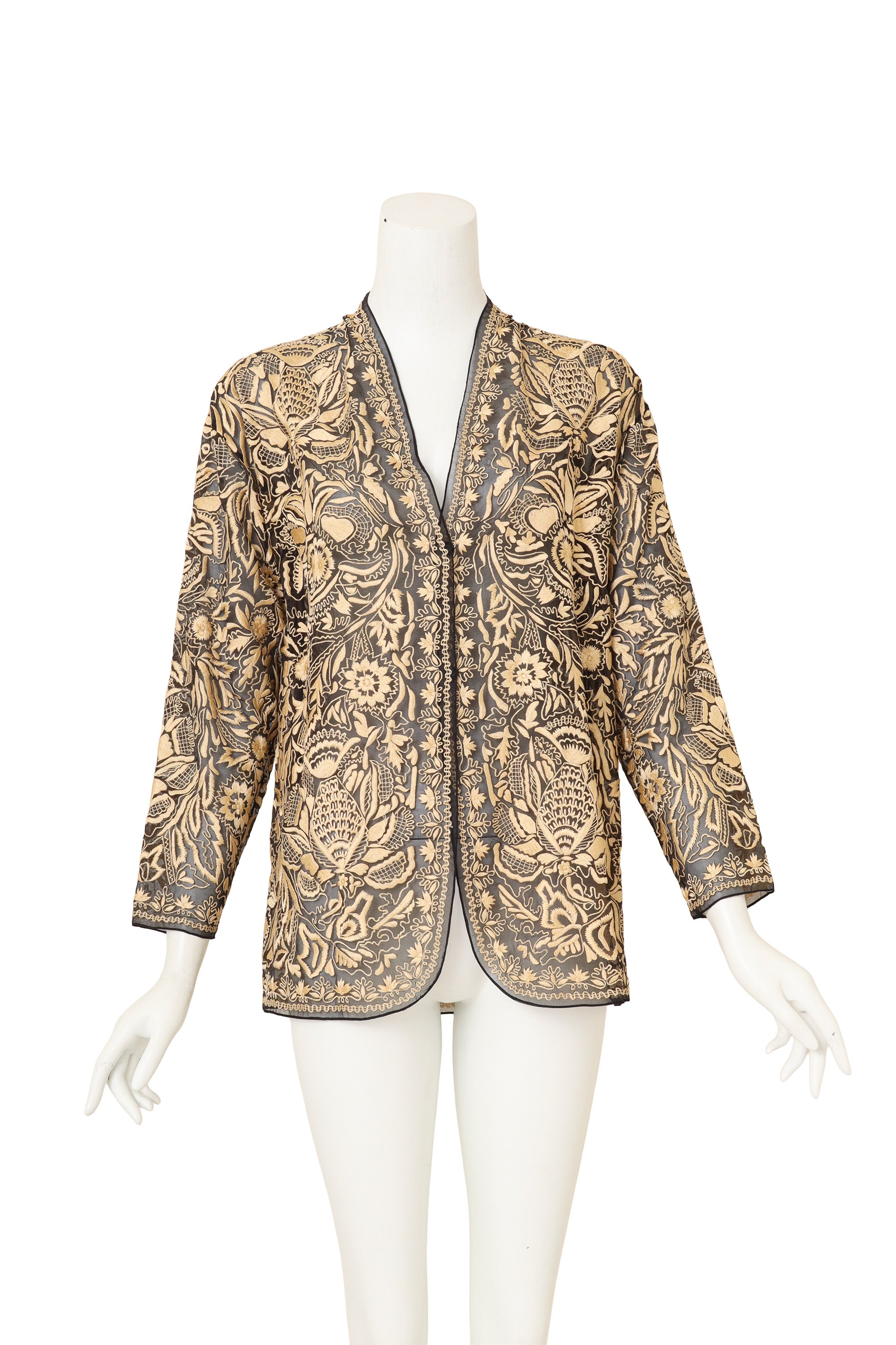 Embroidered Floral Lamé Jacket by Bill Blass on mannequin @ Recess LA