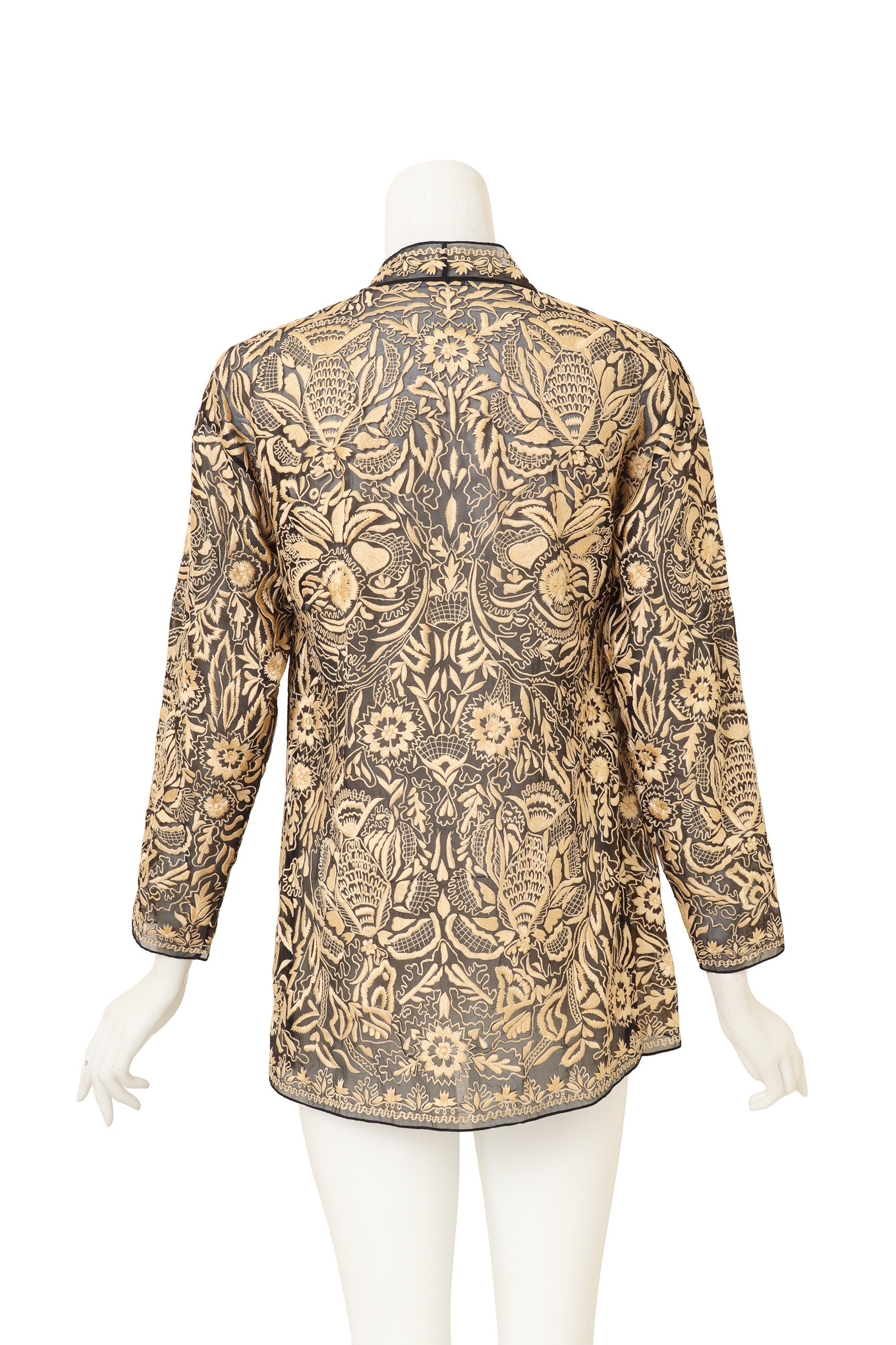 Embroidered Floral Lamé Jacket by Bill Blass on mannequin back @ Recess LA