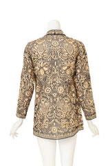 Embroidered Floral Lamé Jacket by Bill Blass on mannequin back @ Recess LA