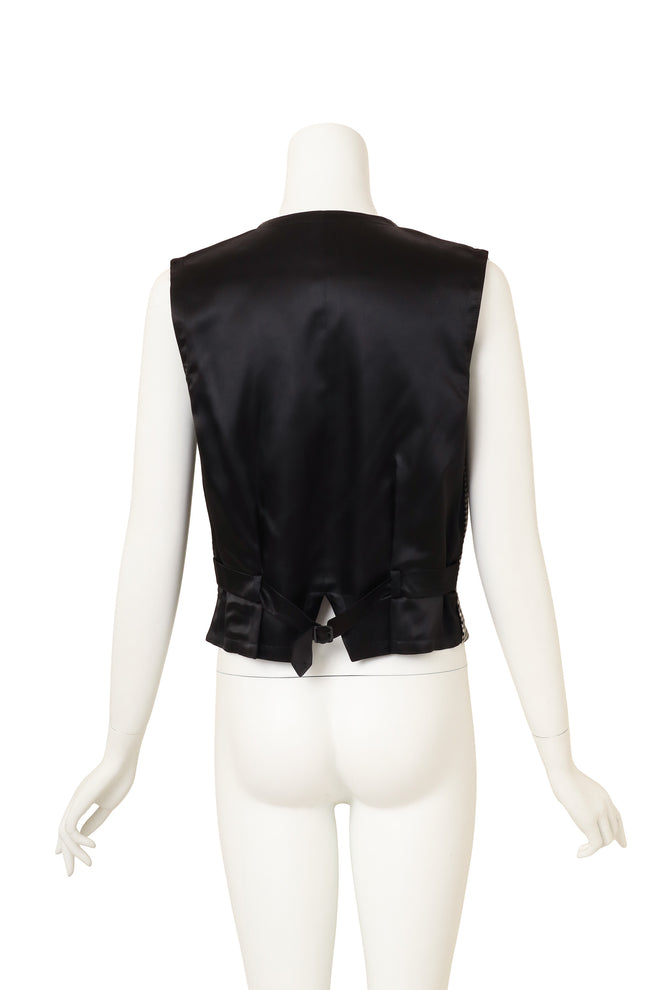 Vintage Yves Saint Laurent Rive Gauche Houndstooth Wool Blazer and Vest Set vest back @ Recess LA 