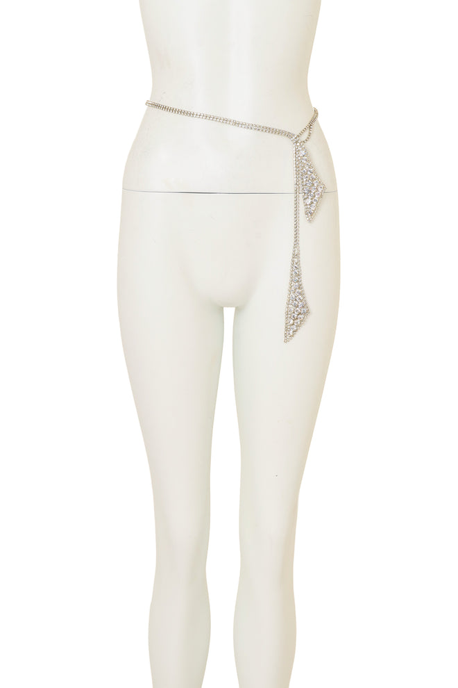 Vintage Rhinestone Lariat Scarf Necklace on mannequin as belt @ Recess LA