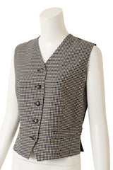 Vintage Yves Saint Laurent Rive Gauche Houndstooth Wool Blazer and Vest Set close up vest @ Recess LA 