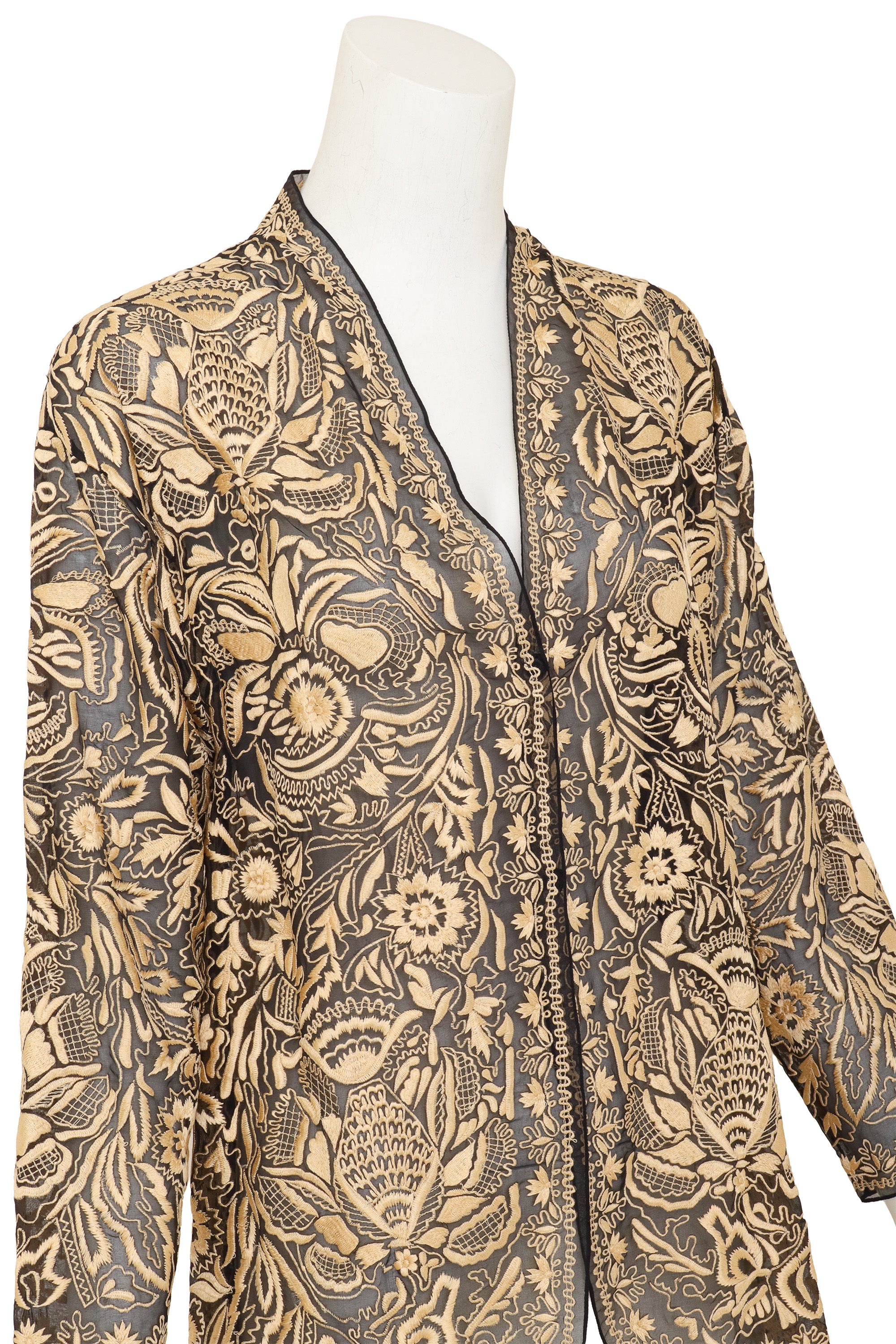 Embroidered Floral Lamé Jacket by Bill Blass on mannequin close @ Recess LA