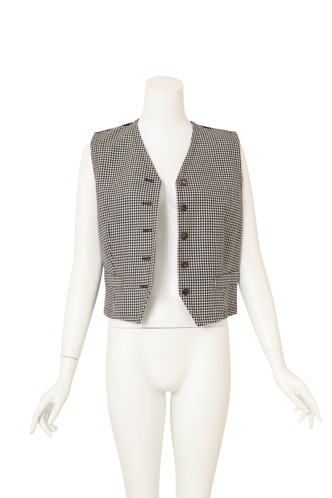 Vintage Yves Saint Laurent Rive Gauche Houndstooth Wool Blazer and Vest Set vest open @ Recess LA 